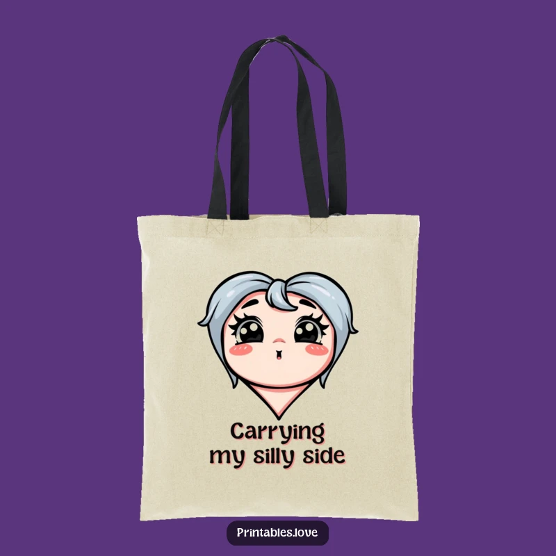 Funny Silly Face Heart Tote Bag: Exaggerated Humor, Perfect Gift!