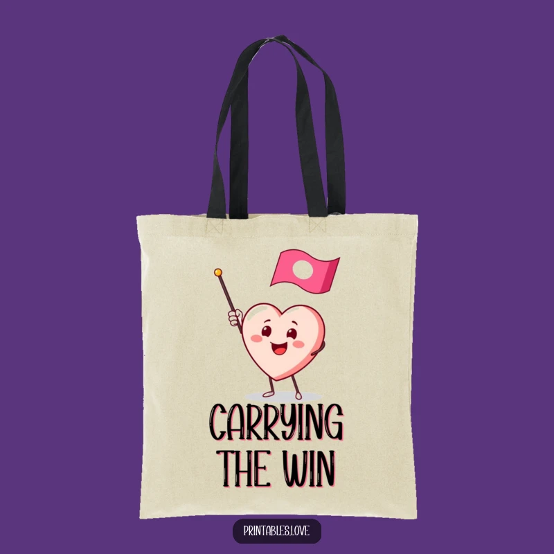 Funny Heart Waving Flag Tote Bag: Enthusiastic Greeting Carry-All