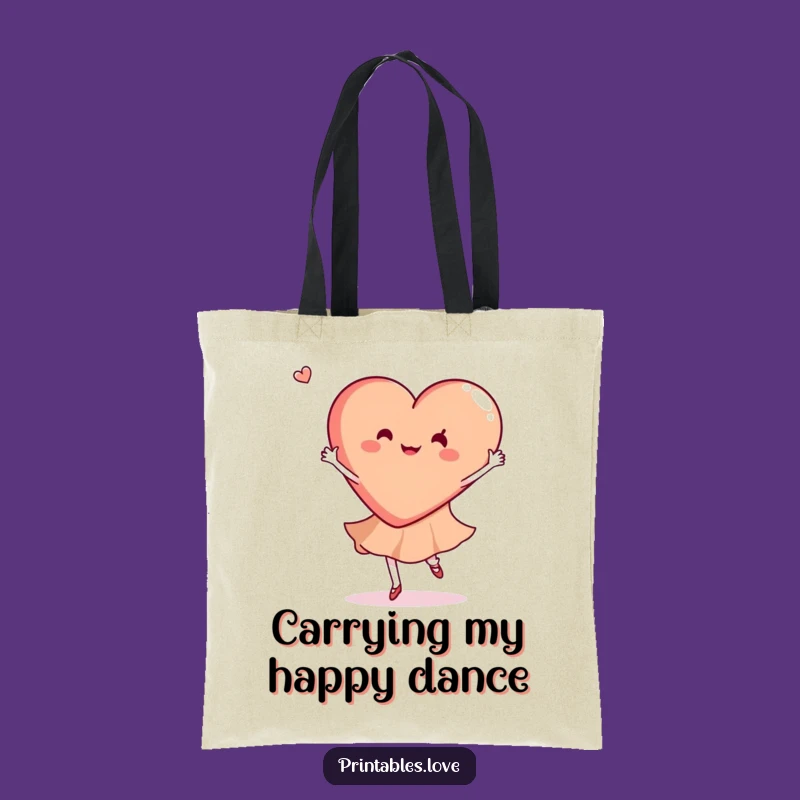 Funny Dancing Heart Tote Bag: Graceful Twirls of Style, Perfect Gift!