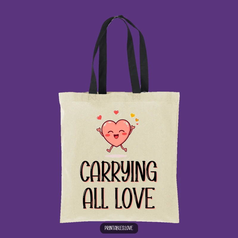 Funny Heart Emoji Tote Bag - Cute Romantic Cartoon Bag for Daily Use