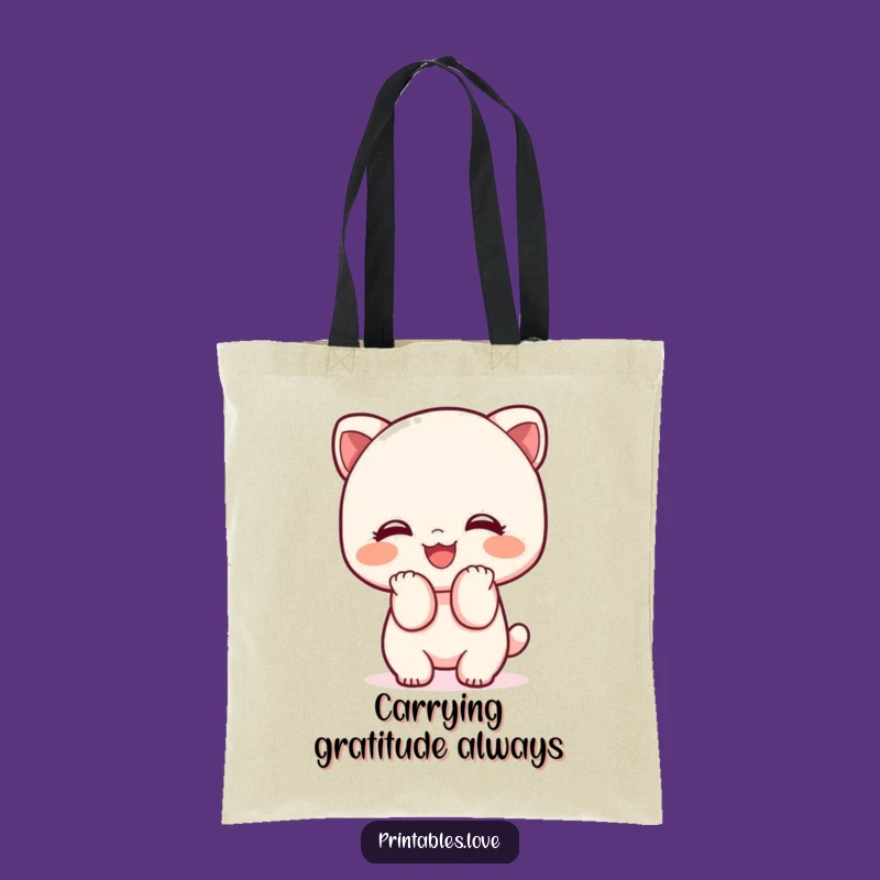 Funny Kawaii Bowing Tote Bag: Carry Your Gratitude Stylishly