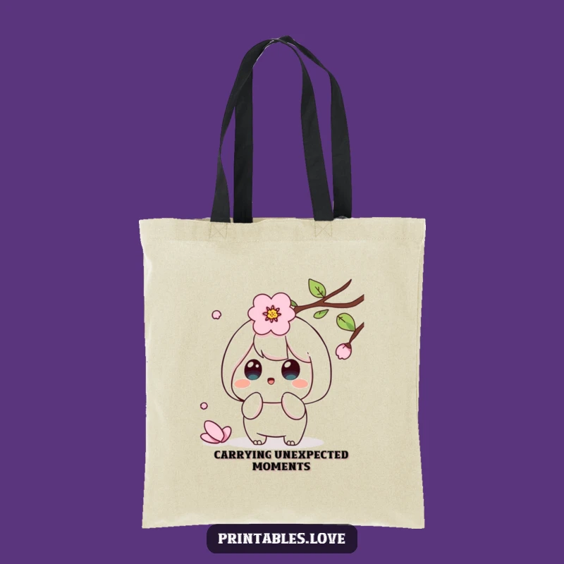 Funny Kawaii Petal Surprise Tote Bag: Carry Spring's Charm