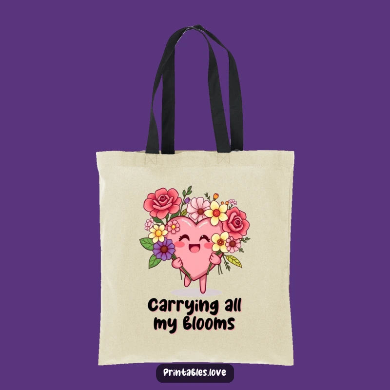 Funny Mismatched Flowers Heart Tote: Chic & Humorous Carry-all Bag