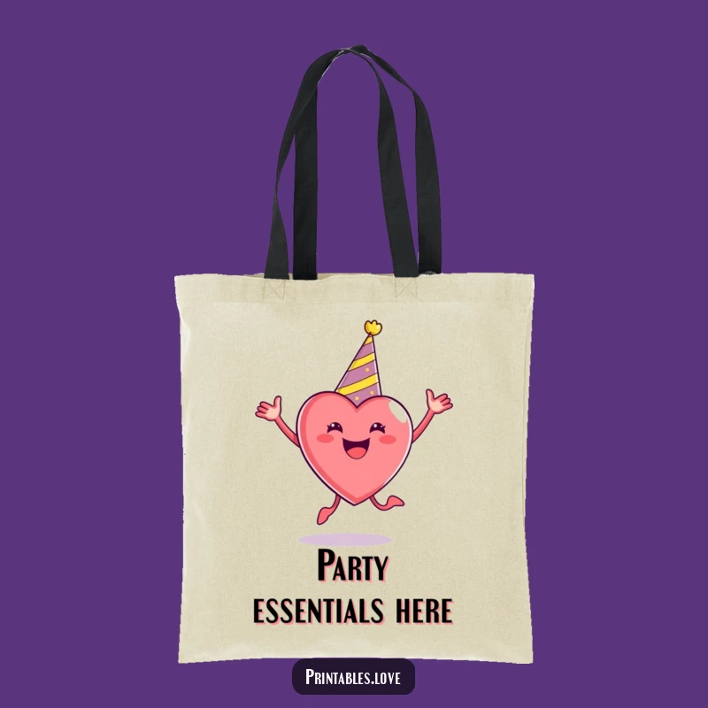 Funny Party Heart Tote Bag - Enthusiastic Jumper Accessory Gift