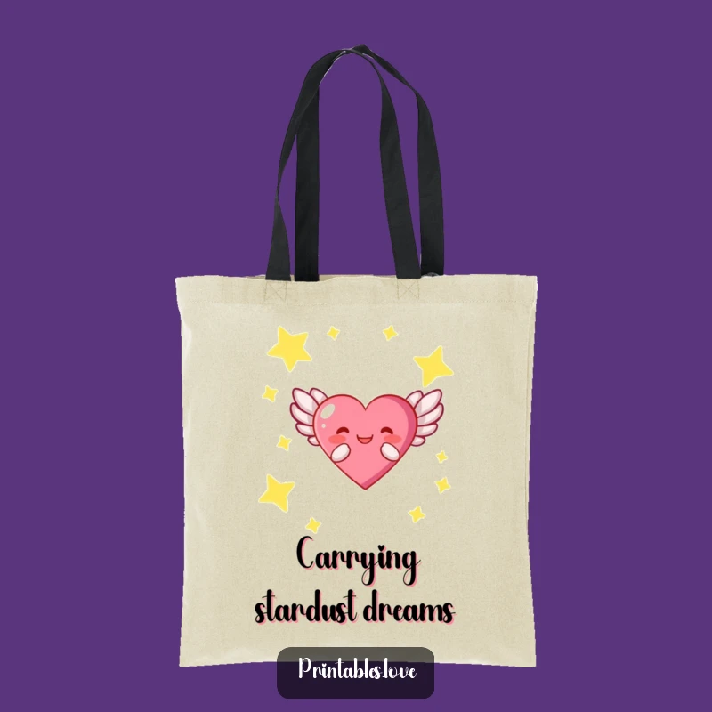 Funny Winged Heart Tote Bag: Carry Your Dreams on a Starry Adventure