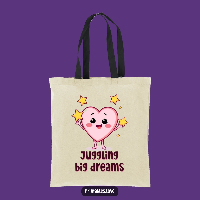 Funny Star Juggling Tote Bag: Cheeky Heart Character, Everyday Funny Gift
