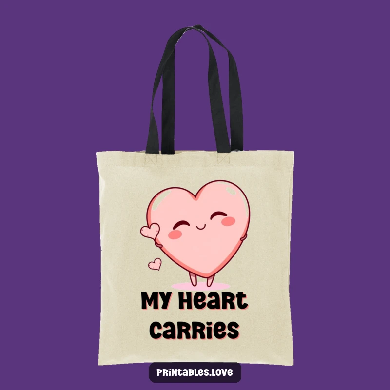 Funny Winking Heart Tote Bag - Playful Cartoon Bag for Daily Errands