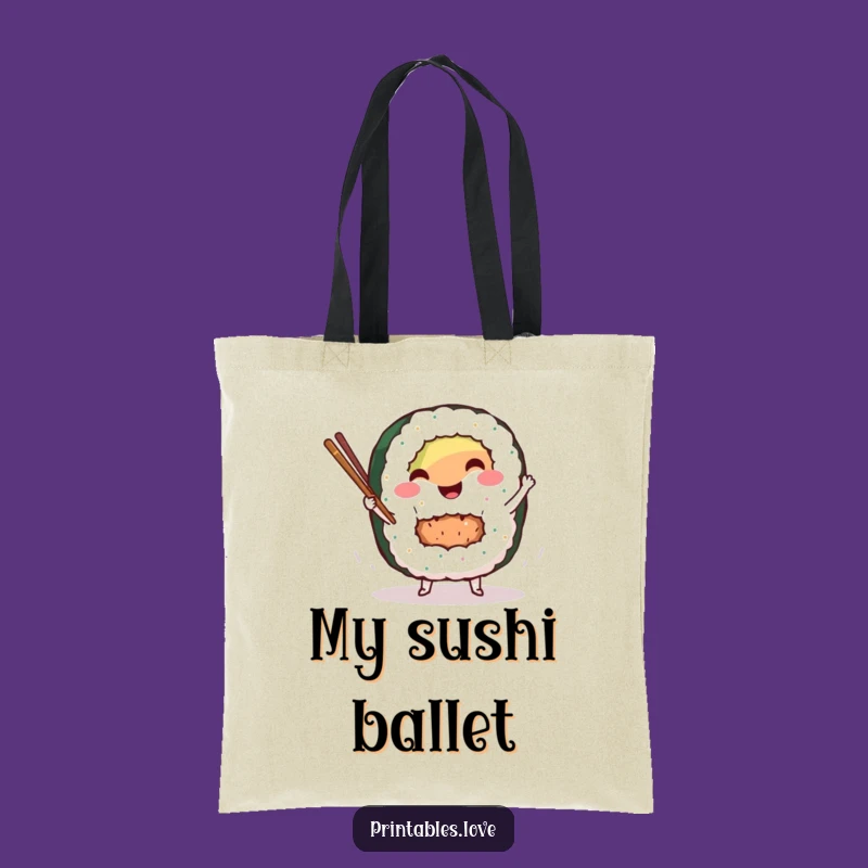 Funny Sushi Dance Tote Bag: Smiling Roll Character Gift for Grocers and Foodies