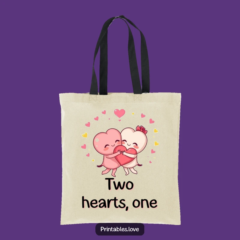 Funny Hugging Hearts Tote Bag - Cute Friendship Bag for Everyday